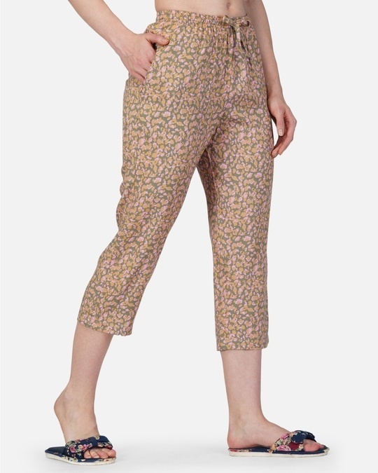 Shop Women's Grey All Over Printed Rayon Capris-Back
