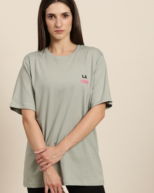 Shop Women's Grey Coming Up Graphic Printed Oversized T-shirt-Design