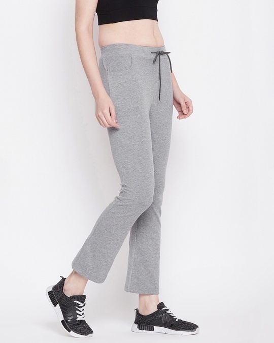 Shop Women's Grey Cotton Track Pants-Back