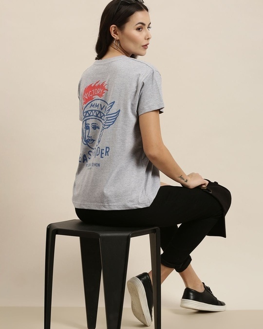 Shop Women's Grey Easy Rider Graphic Printed Oversized T-shirt-Full