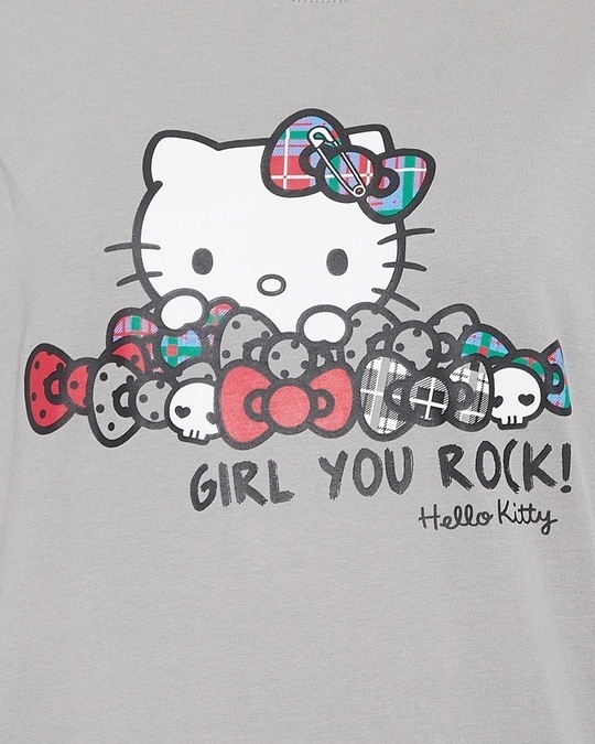 Shop Women's Grey Hello Kitty Printed T-shirt-Full