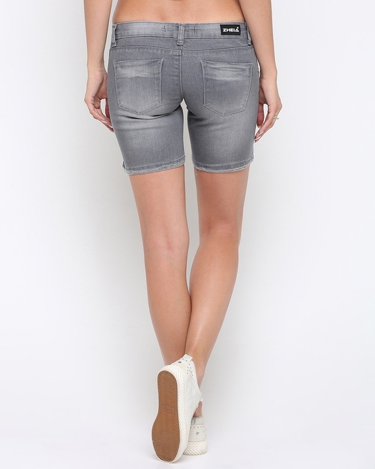 Buy Women's Grey Low Rise Skinny Fit Denim Shorts for Women Grey Online