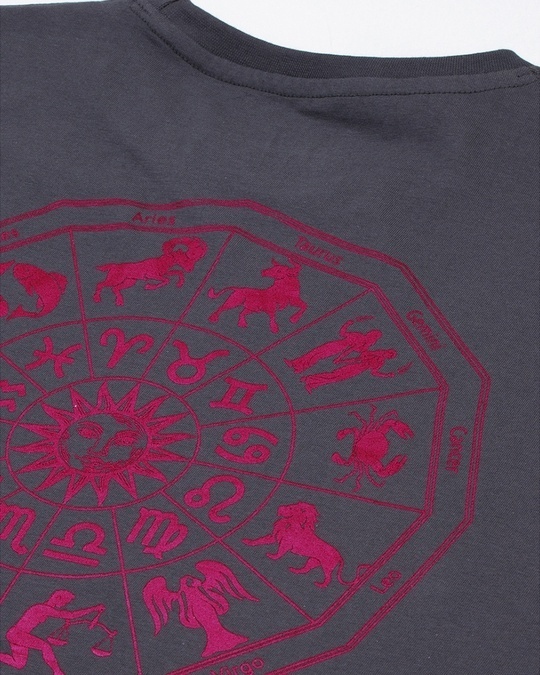 Shop Women's Grey Zodiac Foil Printed Oversized T-shirt