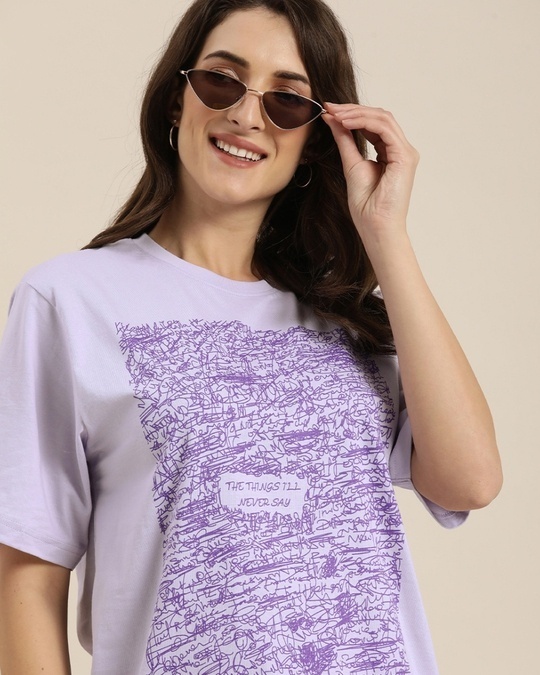 Buy Womens Lavender Graphic Oversized T Shirt For Women Purple Online At Bewakoof 6231