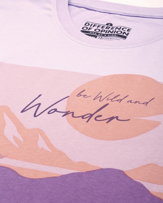 Women's Lavender Graphic Printed Cotton Slim Fit Crop T-shirt