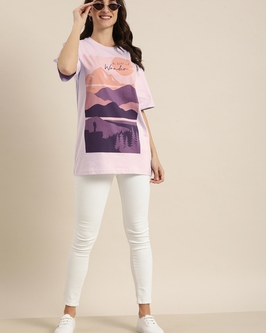 Buy Womens Lavender Graphic Oversized T Shirt For Women Purple Online At Bewakoof 2405
