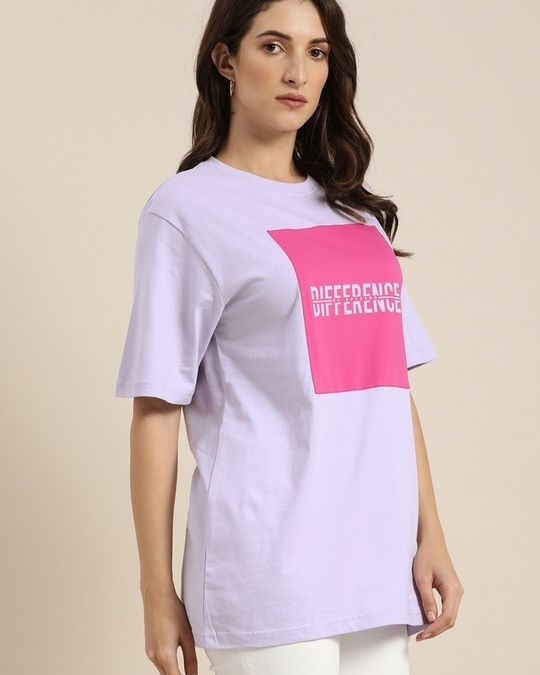 Buy Women's Lavender Typographic Oversized T-Shirt for Women Purple ...