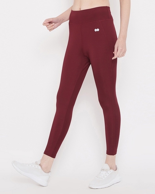 Shop Women's Maroon Slim Fit Tights-Full