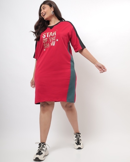 Shop Women's Multicolor Star of The Show Printed Plus Boyfriend Dress-Full
