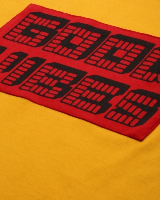 Shop Women's Mustard Typographic Oversized T-Shirt-Full