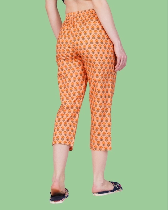 Shop Women's Orange All Over Printed Cotton Capris-Design