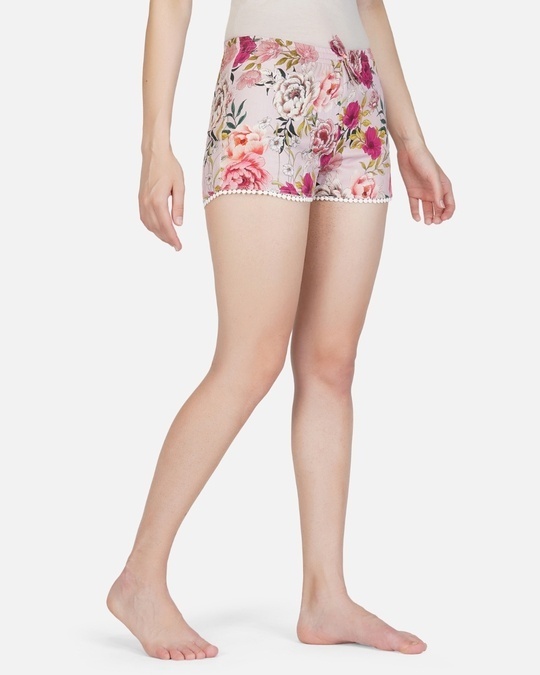 Shop Women's Pink All Over Floral Printed Shorts-Back