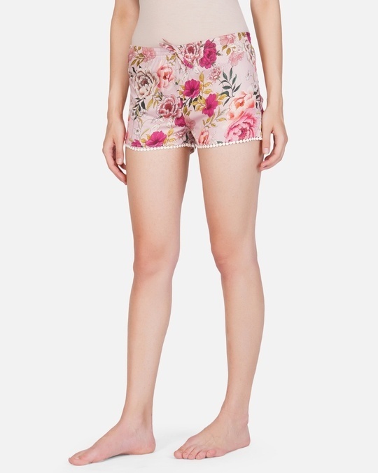 Shop Women's Pink All Over Floral Printed Shorts-Full