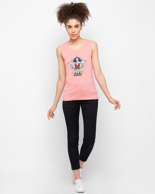 Shop Women's Pink Save The Day Graphic Printed Tank Top-Full