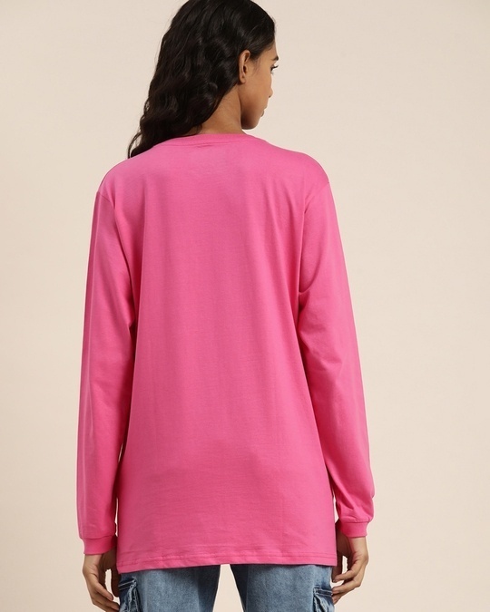 Shop Women's Pink Typography Oversized T-shirt-Design