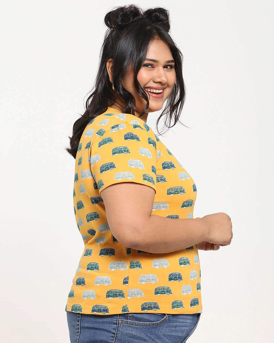 Shop Women's Popcorn Yellow Aop Half Sleeve T-shirt-Design