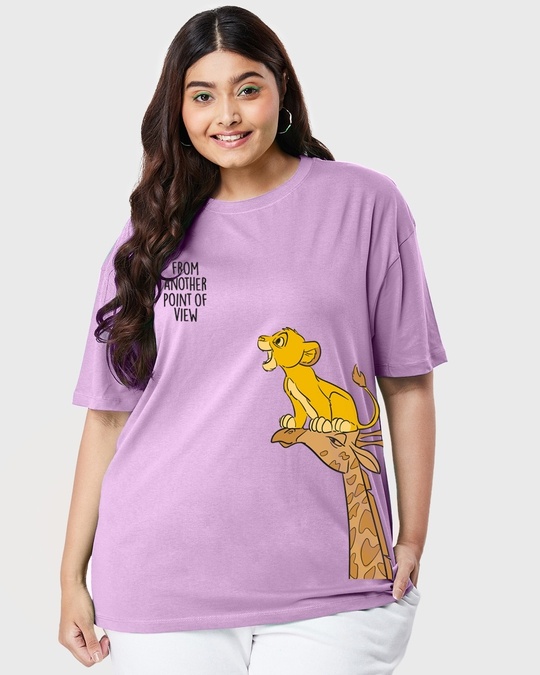 Buy Women s Purple Simba s POV Graphic Printed Plus Size Oversized T 