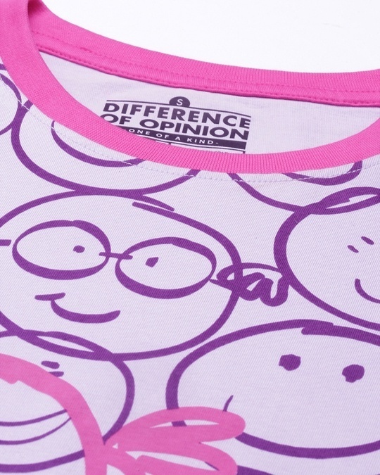 Shop Women's Purple Smiley Faces Printed Oversized T-shirt
