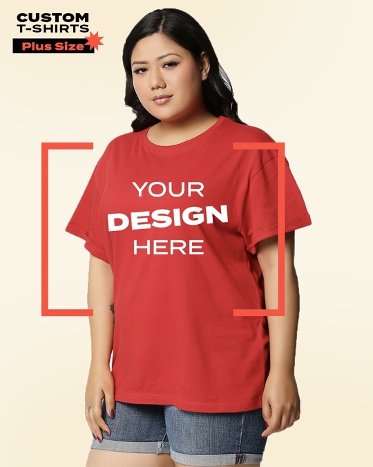 Buy Women's Red Customizable Plus size Boyfriend Tshirt Online at Bewakoof