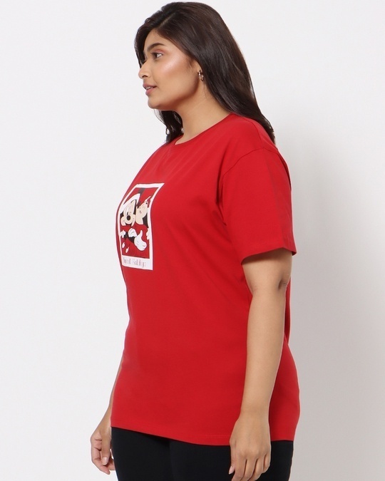 Shop Women's Red Sweet Holiday (DL) Printed Plus Boyfriend T-shirt-Back