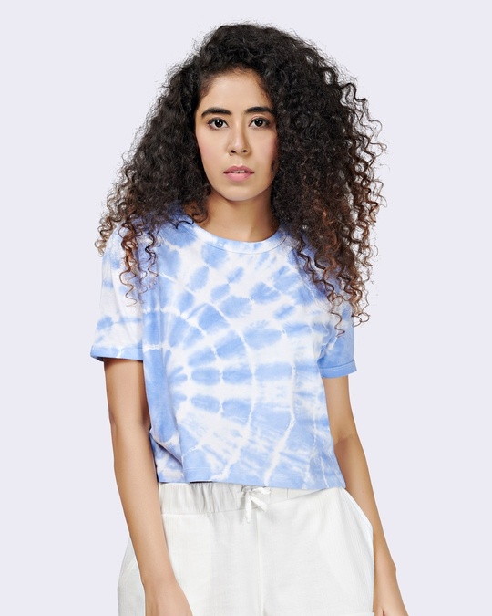 Sky Tie Dye Crop T-Shirt Boxy Fit 