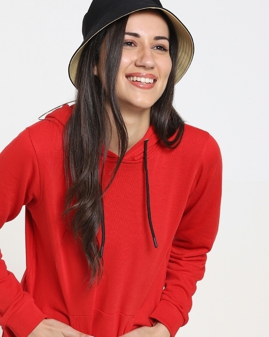 Shop Women's Solid Red Hoodie-Front
