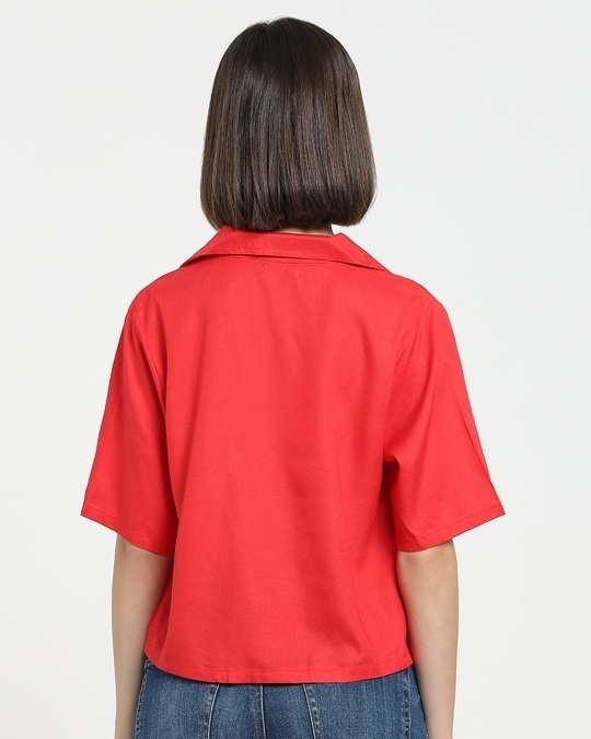 Shop Women's Solid Resort Boxy Red Shirt-Design