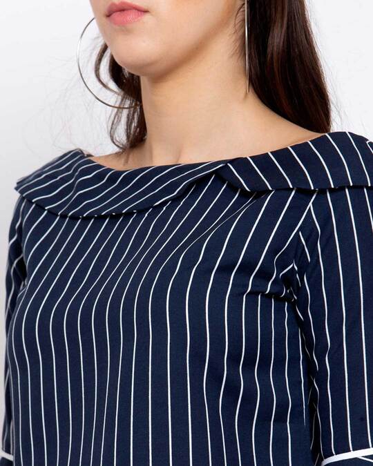 Shop Krislon Synthetics Women's Striped Top with Bell Sleeve