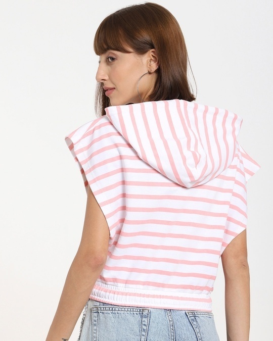 Shop Women's Striped Short Hoodie-Full