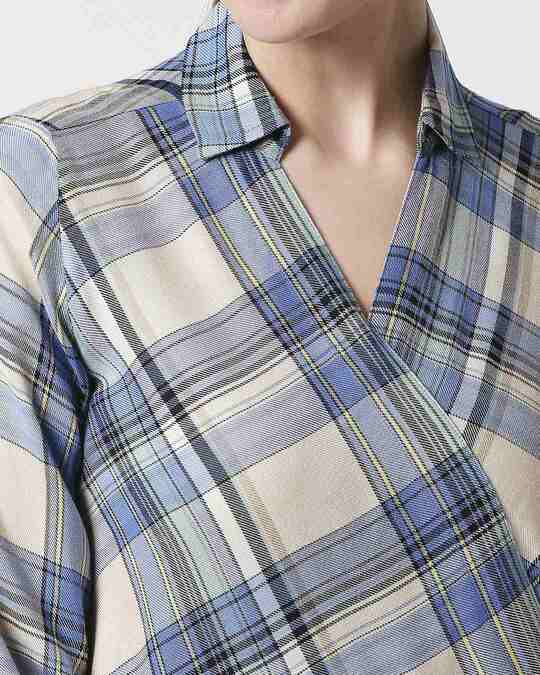 blue check shirt for women