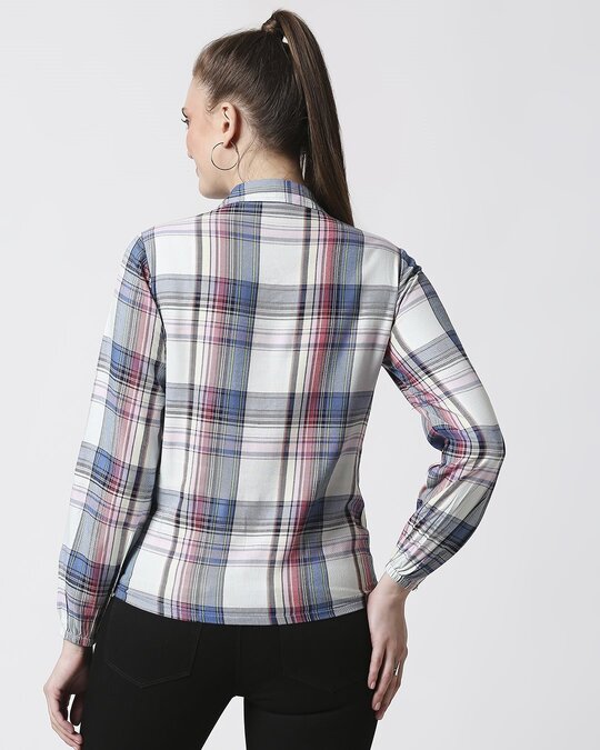 Shop Women's Checks Overlap Shirt Top-Full
