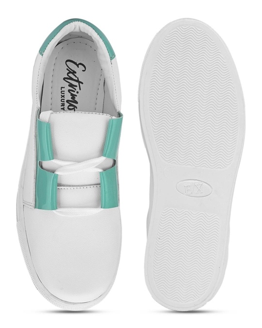 Buy Women's White and Green Color Block Casual Shoes Online in India at ...