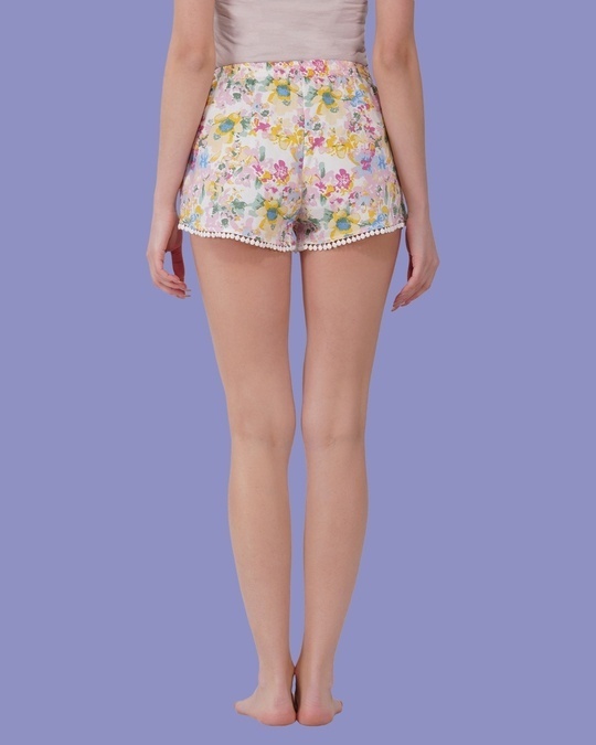 Shop Women's White Floral Print Shorts-Design