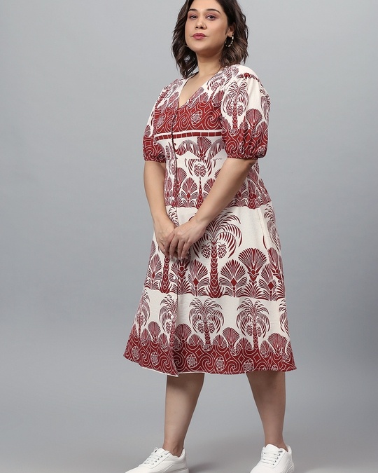 Buy Women's White & Maroon All Over Printed Dress for Women Maroon ...