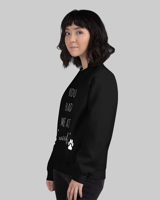 Shop Women's Black Woof Doggy lovers Printed Regular Fit Sweatshirt-Back