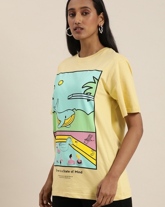 Buy Women's Yellow Graphic Oversized T-Shirt Online at Bewakoof