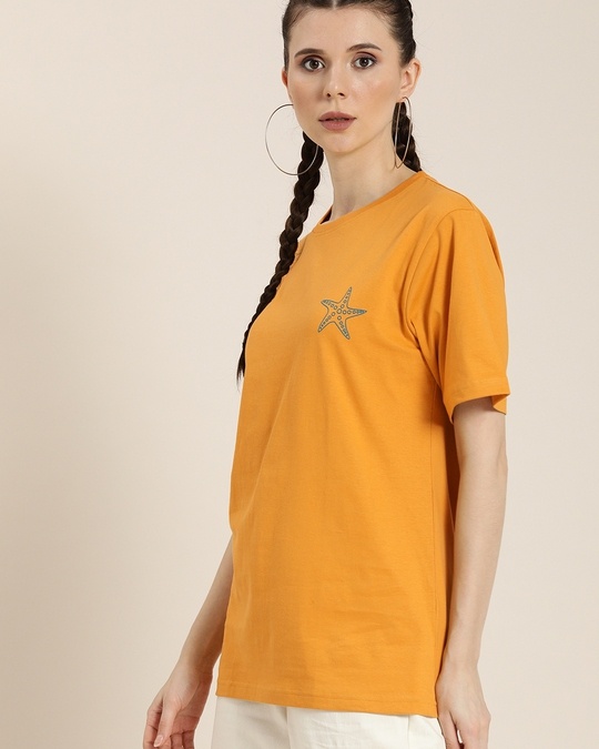 Buy Women's Yellow Graphic Printed Oversized Tshirt Online at Bewakoof