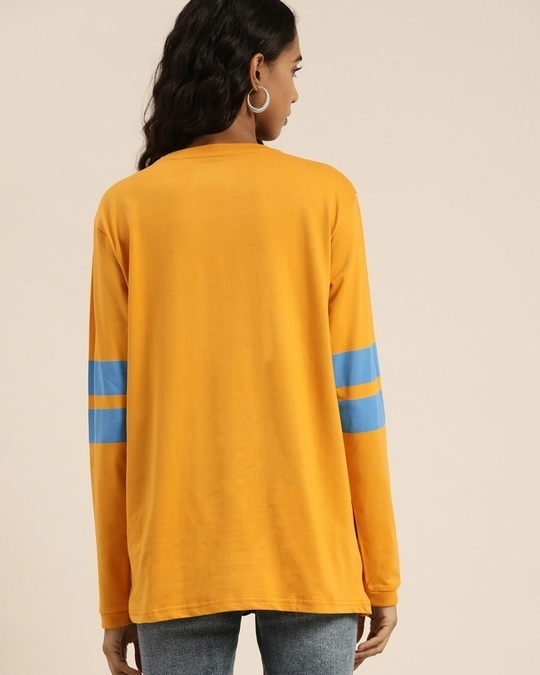 Shop Women's Yellow Solid Oversized T-shirt-Back