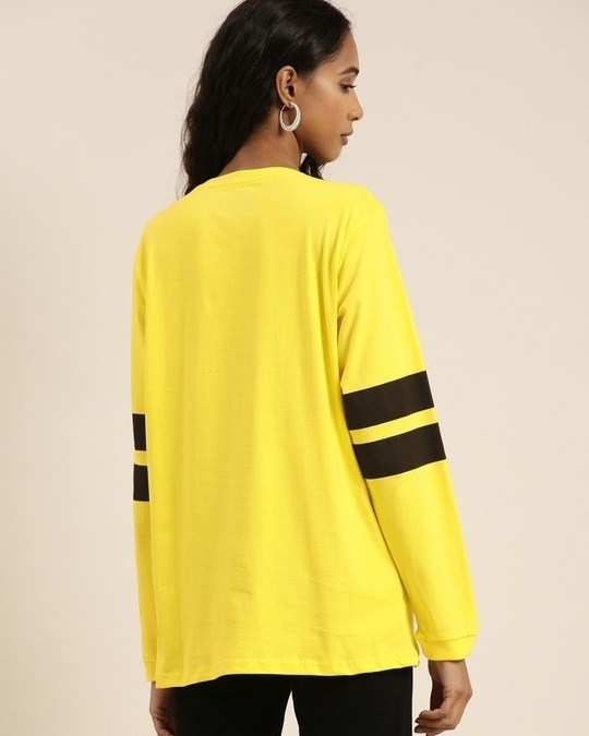 Shop Women's Yellow Solid Oversized T-shirt-Back