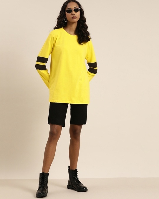 Shop Women's Yellow Solid Oversized T-shirt