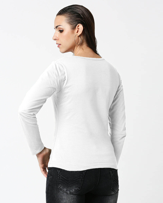 Womens Plain White Full Sleeves T-shirt