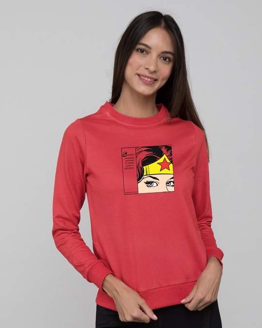 Shop Wonder Woman Comical Fleece Sweatshirt-Front