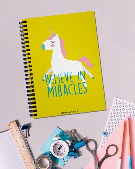 Shop Yellow Believe In Miracles Notepad-Front