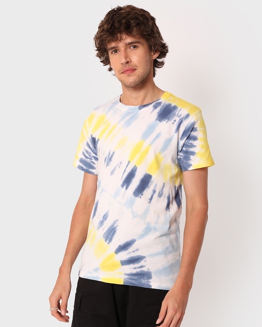 Shop Yellow Tie & Dye Half Sleeve T-shirt-Back