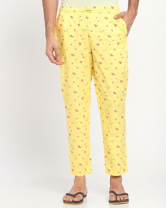 Shop Yellow Melon Men's Pyjama AOP-Front
