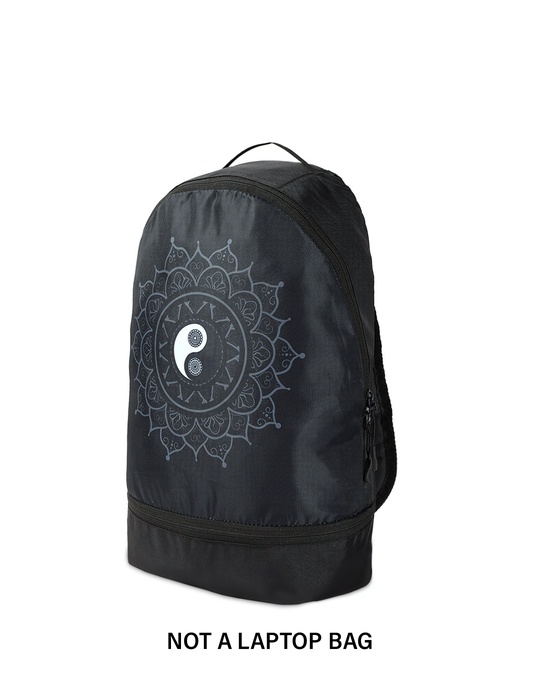 Shop Yin Yang Mandala Printed Small Backpack-Back