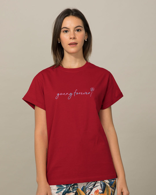 Shop Young Forever Army Boyfriend T-Shirt-Back