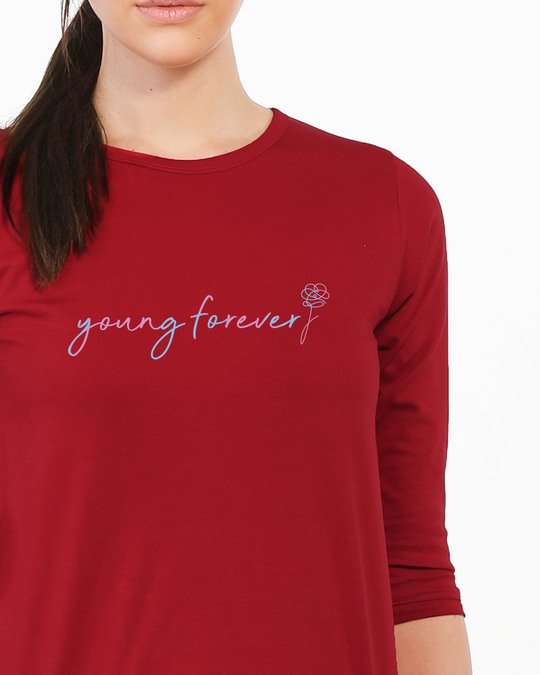 Shop Young Forever Army Round Neck 3/4th Sleeve T-Shirt-Front