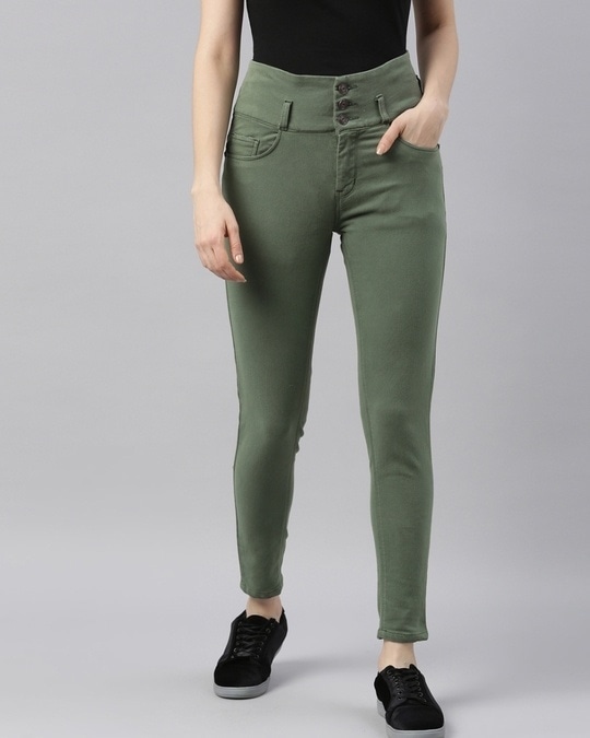 olive green colour jeans