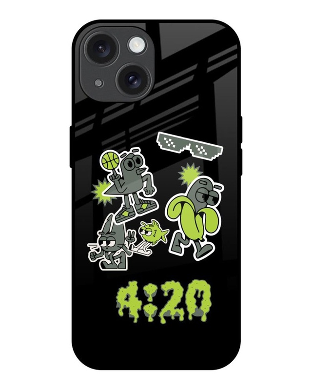 Shop 04:20 Sticker Pack Premium Glass Cover for Apple iPhone 15-Front